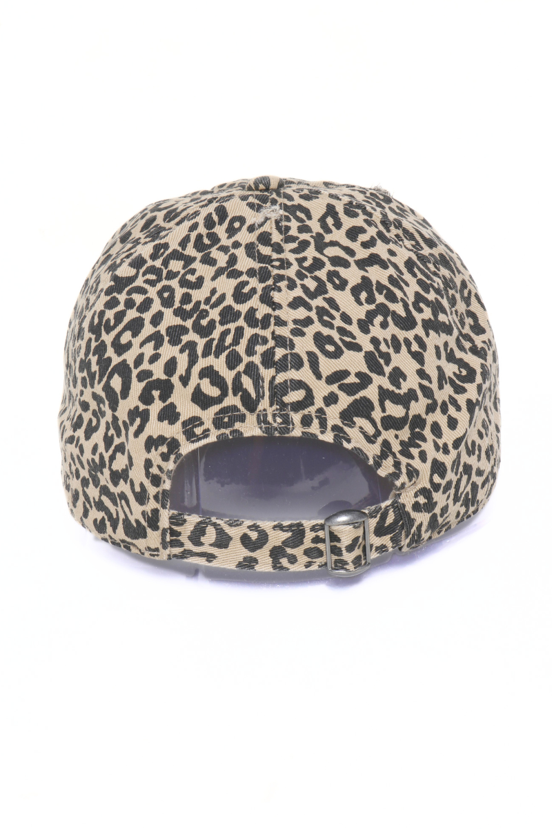 Distressed Leopard Fitted Baseball Cap