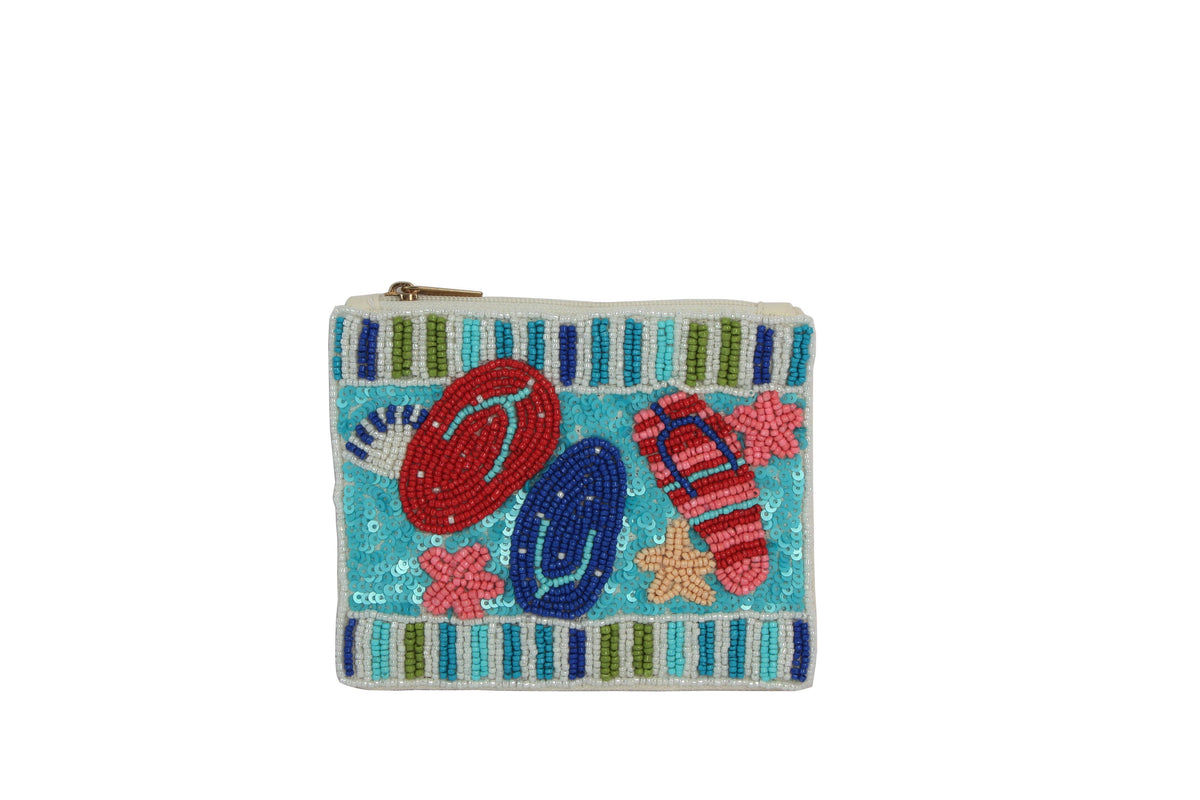 Ladies Beach Themed Beaded Coin Purse