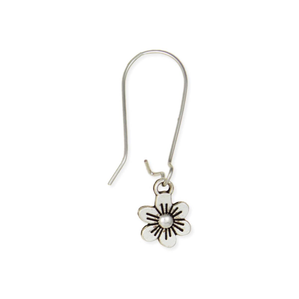 Silver Flower Charm Earrings