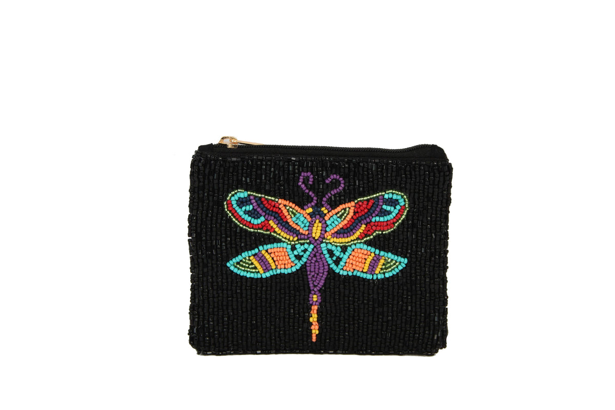Ladies Beaded Colorful Fire Fly Coin Purse