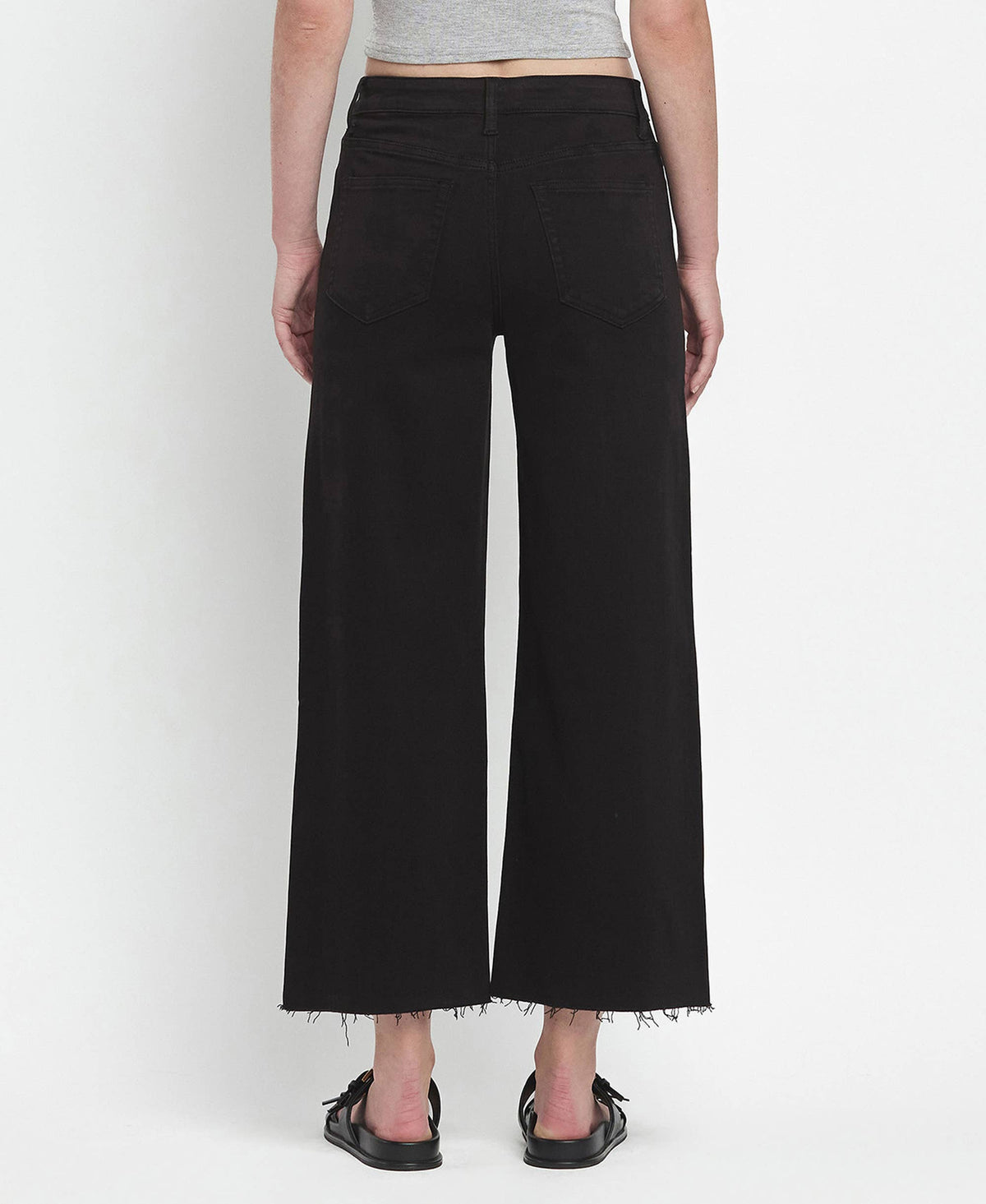 HIGH RISE BLACK CROP WIDE LEG JEANS Black / 29