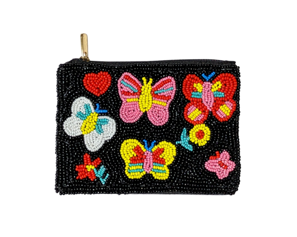 Ladies Beaded Colorful BUTTERFLY Coin Purse