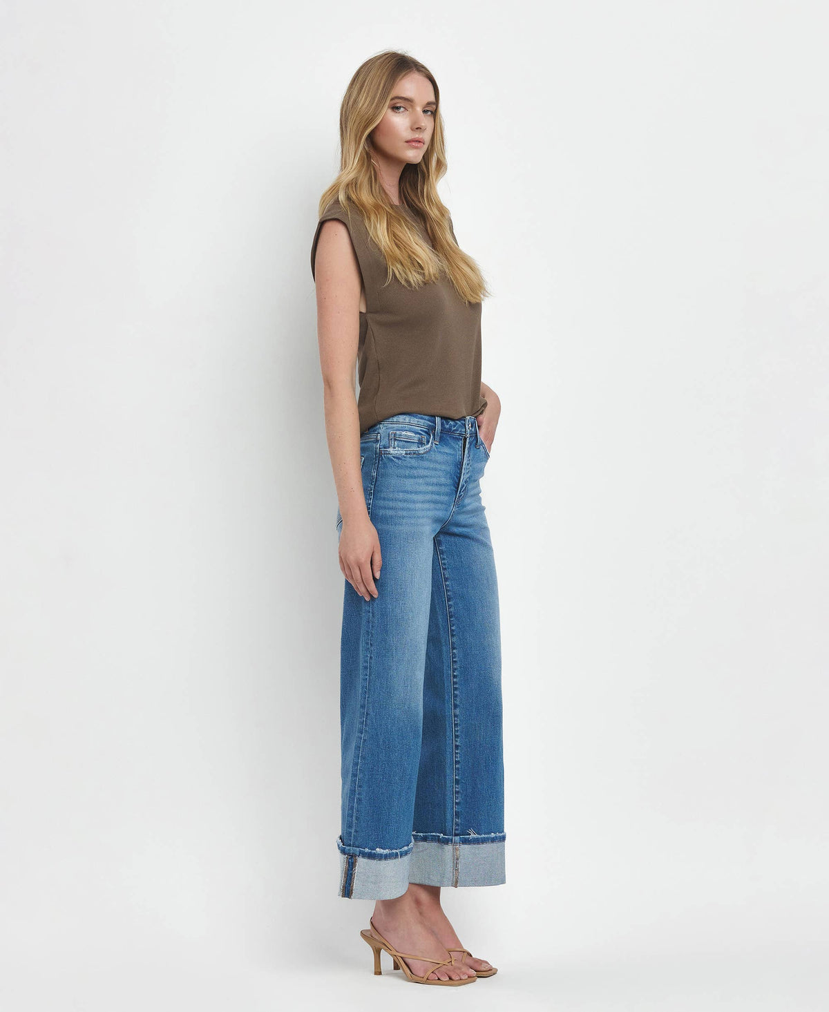 Flying Monkey Medium Wash High Rise Cuff Jeans