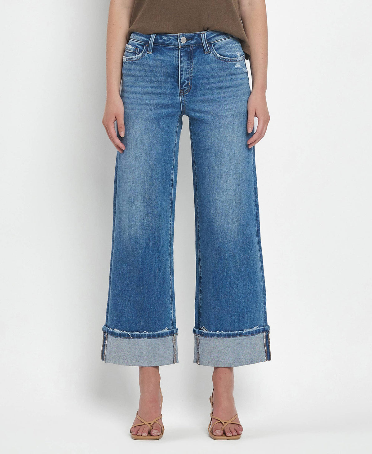 Flying Monkey Medium Wash High Rise Cuff Jeans