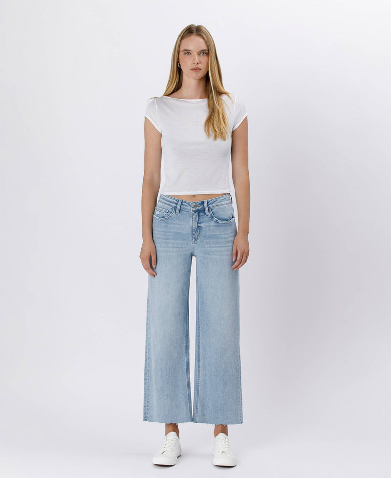 HIGH RISE WIDE LEG JEANS in Vintage Blue