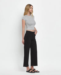 HIGH RISE BLACK CROP WIDE LEG  Black / 28