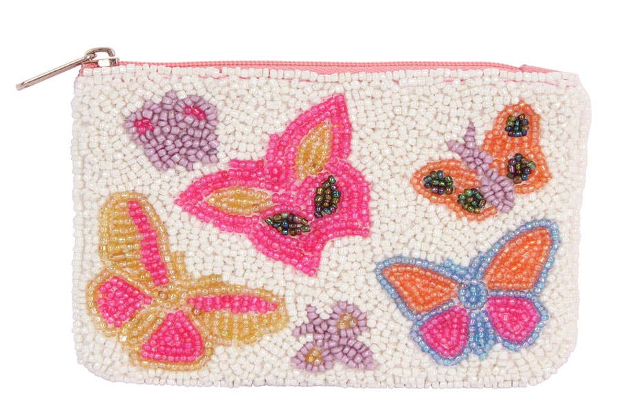Ladies Beaded Butterfly Theme Fashion Coin Purse