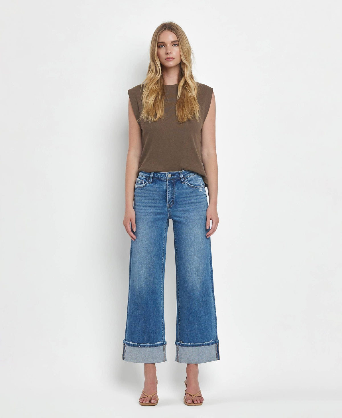 Flying Monkey Medium Wash High Rise Cuff Jeans