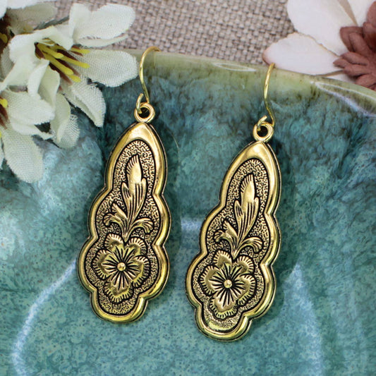 Vintage Flourish Gold Earrings