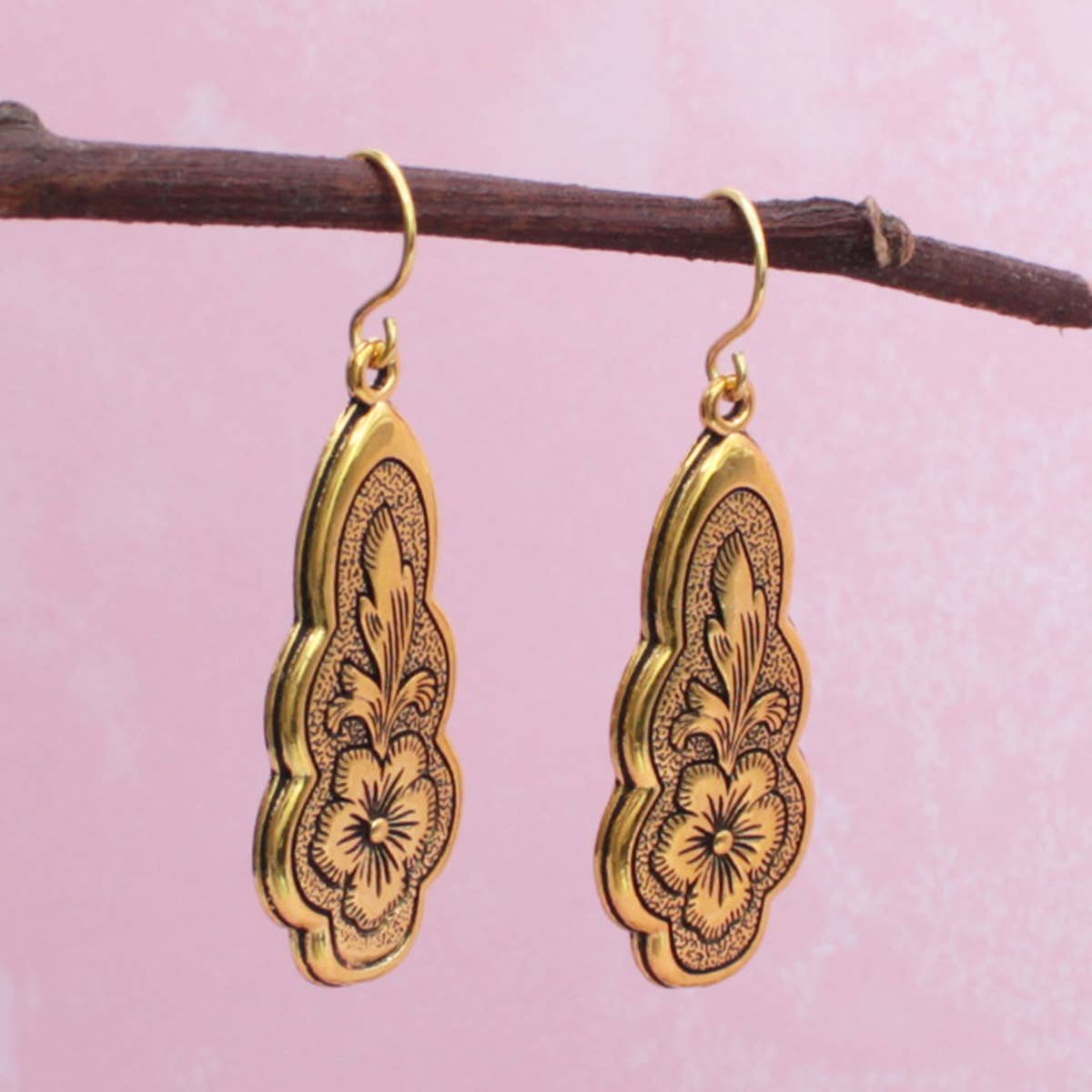 Vintage Flourish Gold Earrings