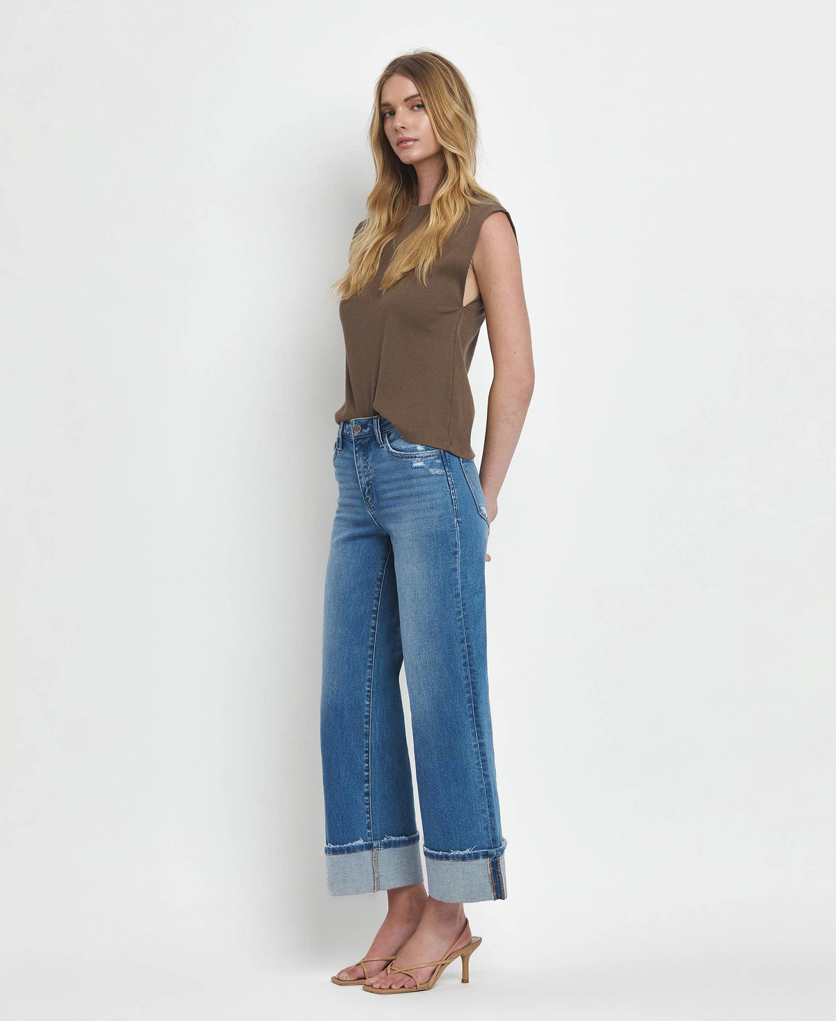 Flying Monkey Medium Wash High Rise Cuff Jeans