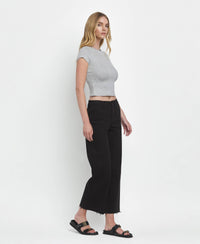 HIGH RISE BLACK CROP WIDE LEG  Black / 28