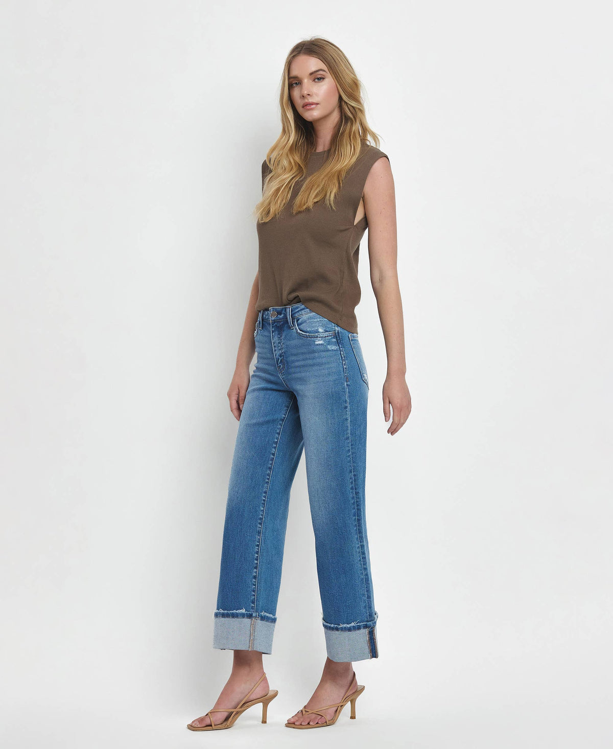 Flying Monkey Medium Wash High Rise Cuff Jeans