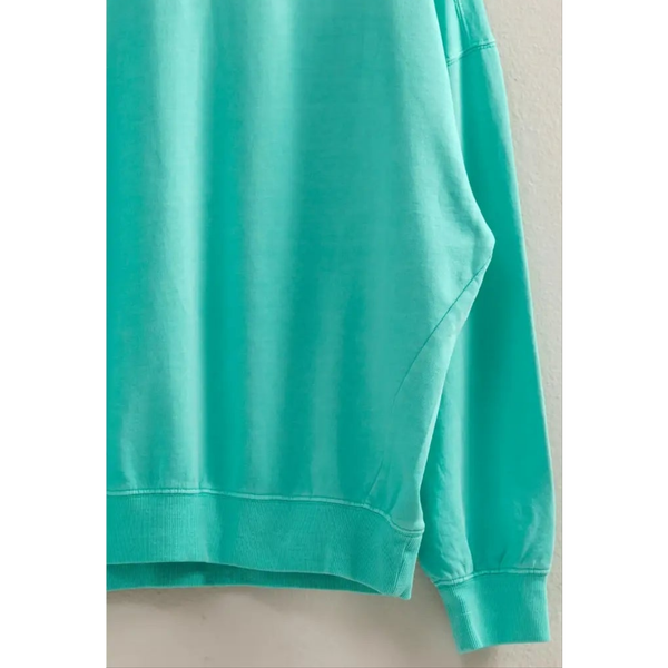 Spring Turquoise Drop Shoulder Pullover