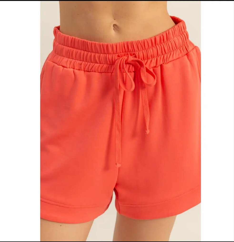 Coral Cloud Drawstring Shorts