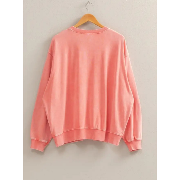 Spring Coral Oversized Pullover