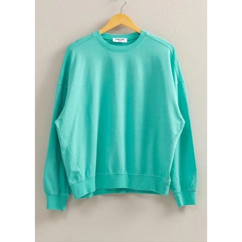 Spring Turquoise Drop Shoulder Pullover