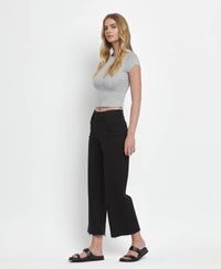 HIGH RISE BLACK CROP WIDE LEG  Black / 28