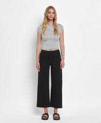 HIGH RISE BLACK CROP WIDE LEG  Black / 28