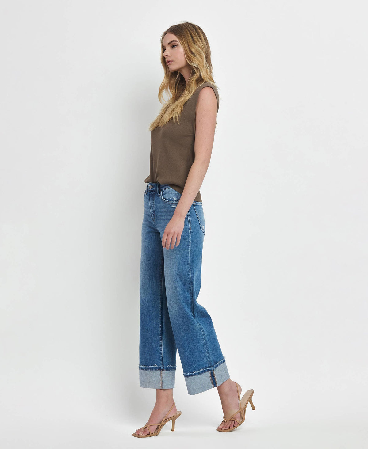 Flying Monkey Medium Wash High Rise Cuff Jeans