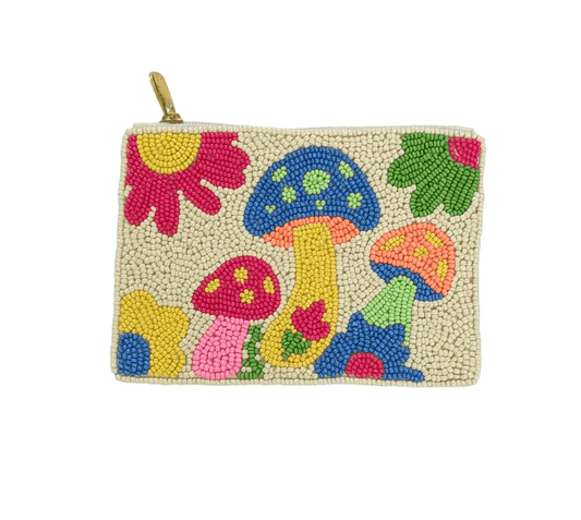 Ladies Mushroom Beaded Coin Purse 