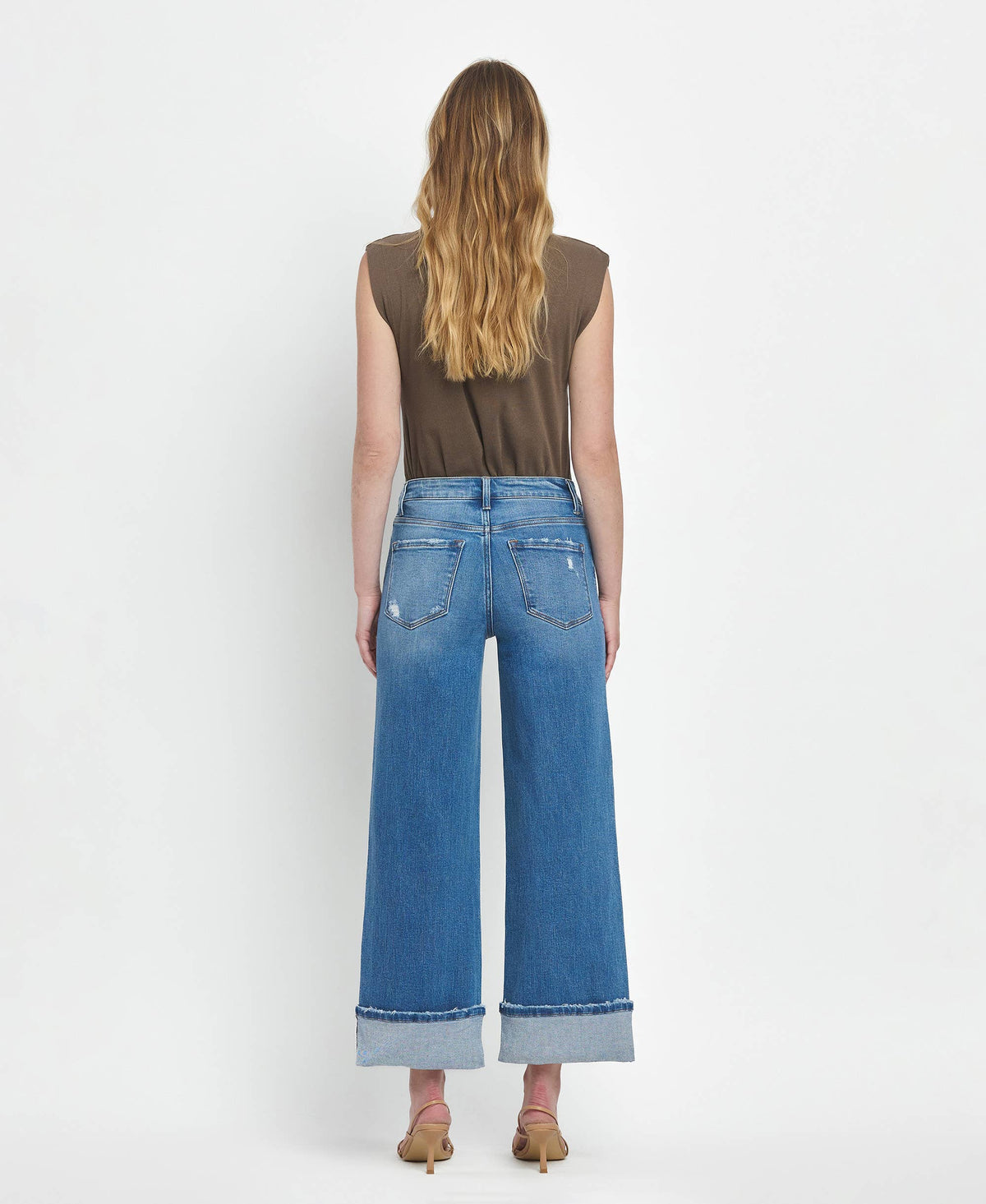 Flying Monkey Medium Wash High Rise Cuff Jeans