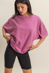 Oversized Mineral Wash Boyfriend Style Tops