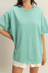 Oversized Mineral Wash Boyfriend Style Tops