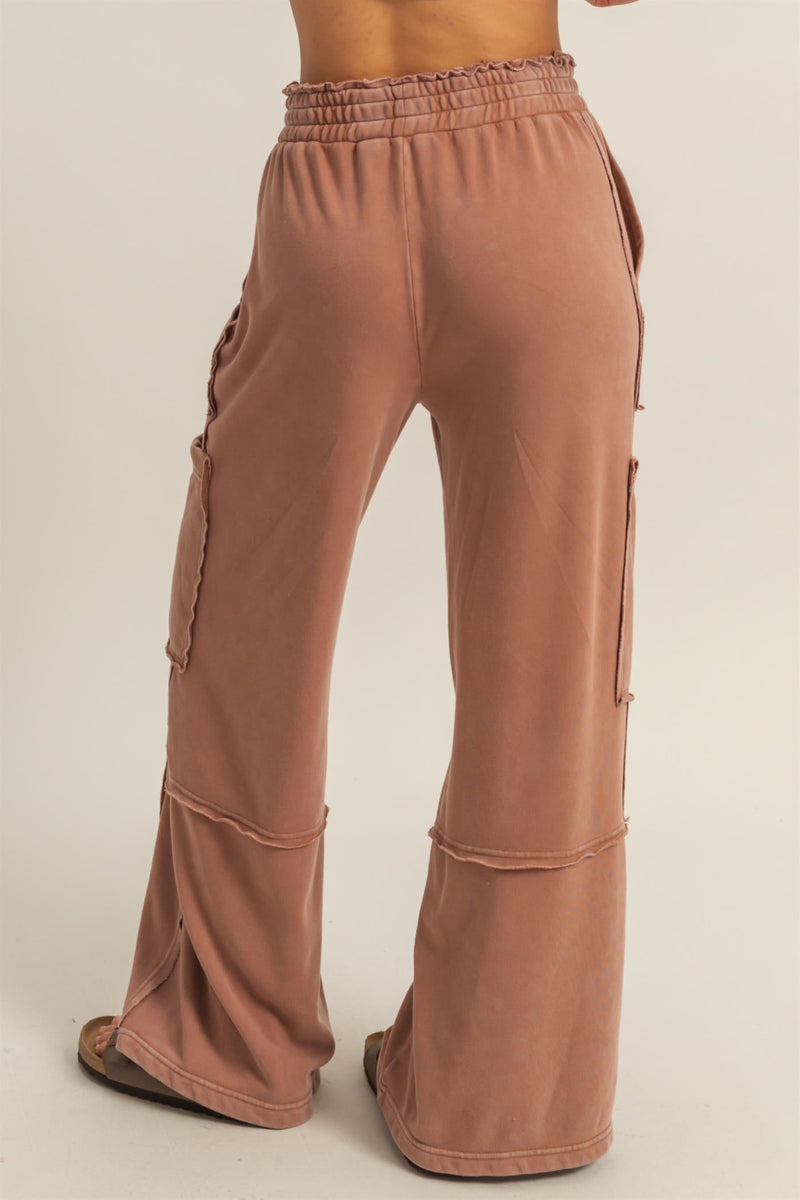 Oversized Cargo Mineral Wash French Terry Pants