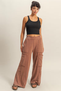 Oversized Cargo Mineral Wash French Terry Pants