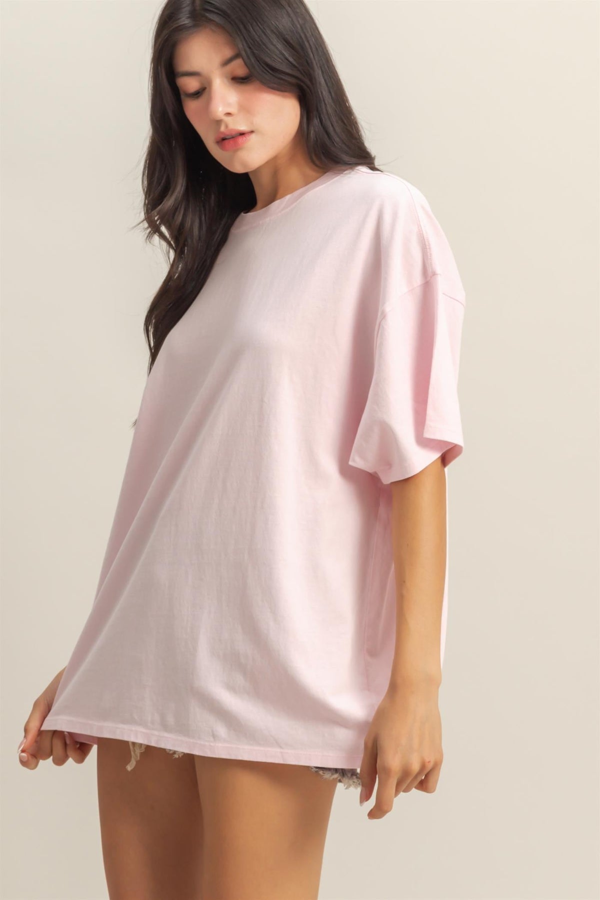 Oversized Mineral Wash Boyfriend Style Tops