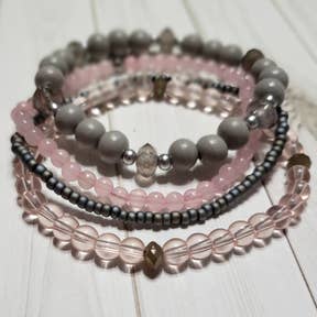 Pinks and Grays Bracelet Set